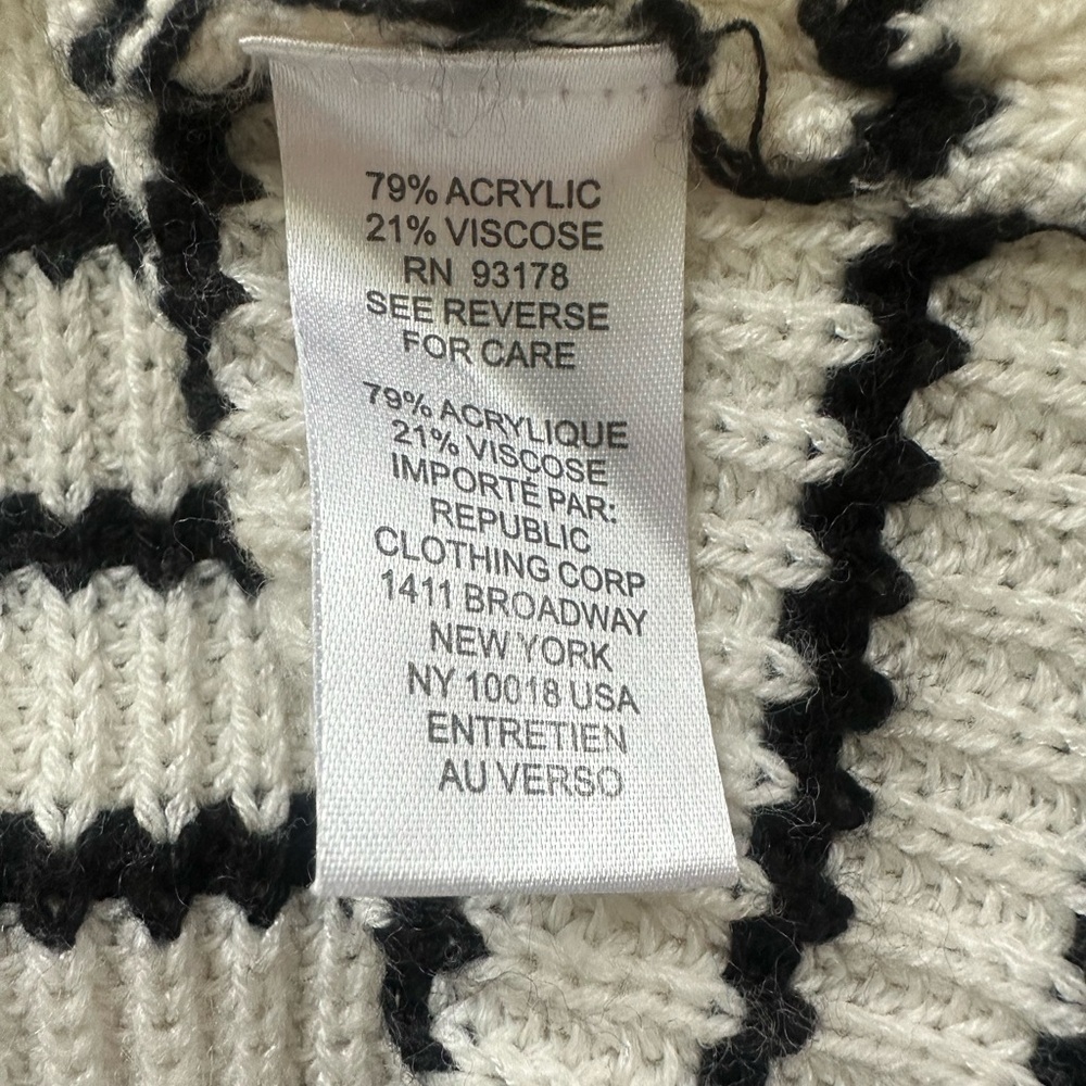 Women’s Cowl Neck Sweater Ivory Navy Stripes Oversized Cozy Soft Capsule Sz S - Picture 8 of 8
